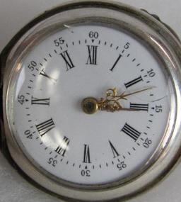 Antique Unmarked Pendant/ Size 0 ? Pocket Watch in .800 coin silver case