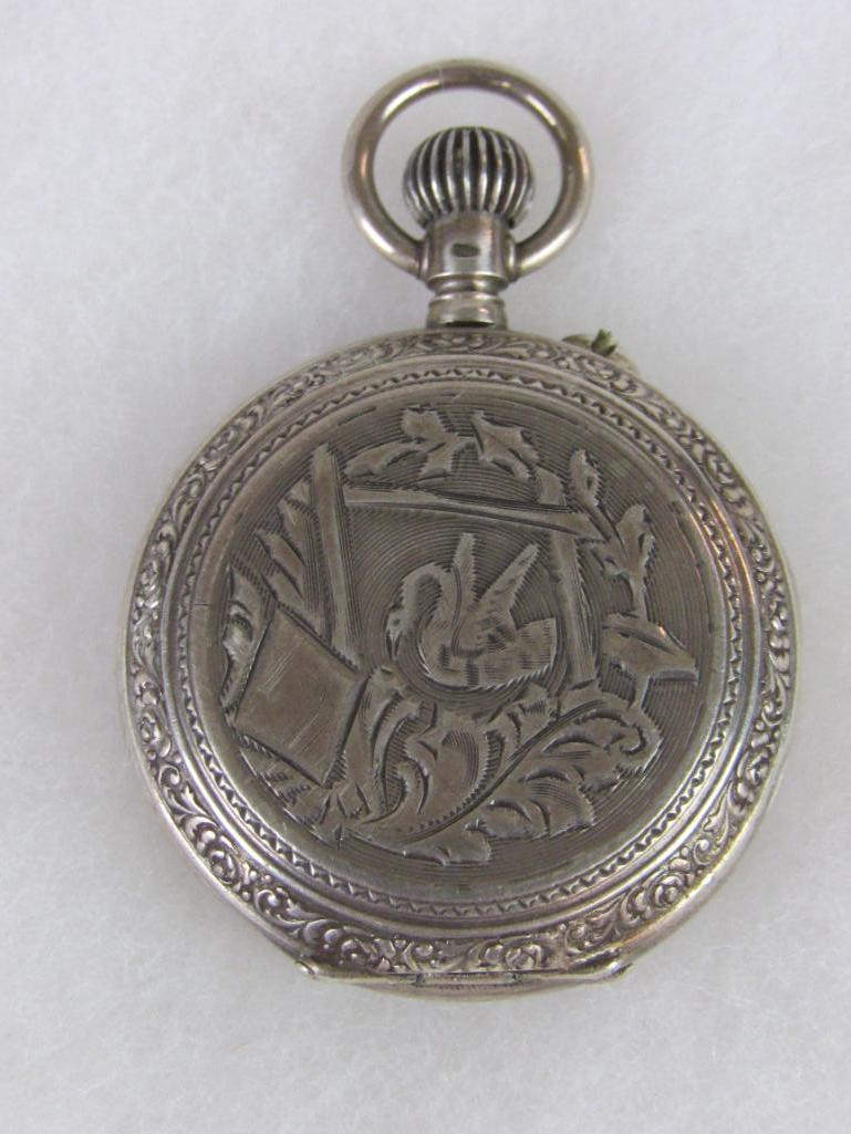 Antique Unmarked Pendant/ Size 0 ? Pocket Watch in .800 coin silver case