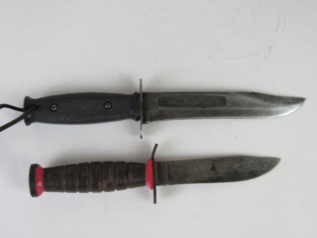 Lot (2) Vintage Fighting Knives, USMC Ka-Bar, Imperial Providence RI