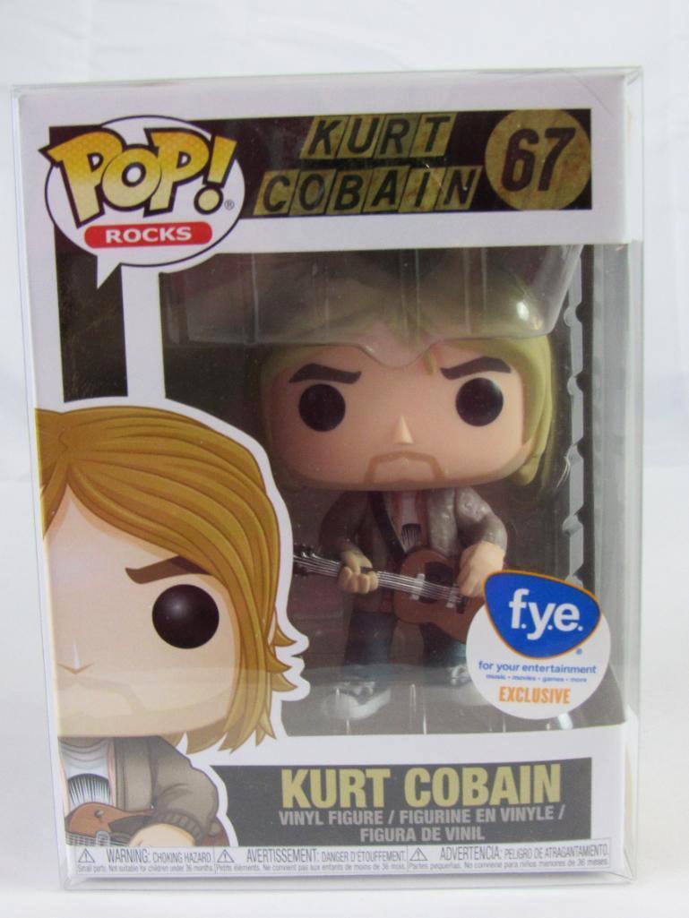 (2) Funko Pop Rock #66 & 67 Kurt Cobain Figures Hot Topic & FYE Exclusive MIB