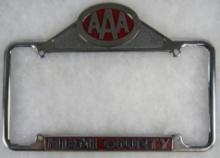 Excellent Antique AAA Miami County Chrome License Plate Frame