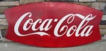 Outstanding 1960's Coca Cola Coke Double Fishtail 60" Metal Sign