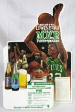 Excellent Vintage Lowenbrau Beer Boston Celtics Easelback Cardboard Sign