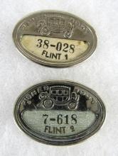 (2) Vintage Fisher Body GM Employee Badges/ Flint, MI Plant