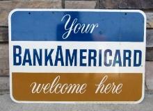 Dated 1960 "Bank Americard Welcome" Double Sided Metal Service Station Sign
