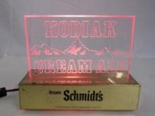 Vintage Schmidt's Kodiak Cream Ale Beer Lighted Bar-Back sign