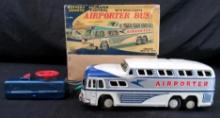 Excellent Antique Linemar Tin Battery Op Airporter Bus/ Remote Control