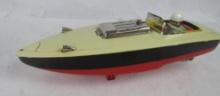 Antique Japan Tin Battery Op Speed-Boat w/ Driver 11"