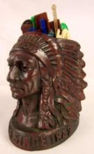 Rare Antique Iroquois Beer Indian Head Chief Bar Top Stir Holder