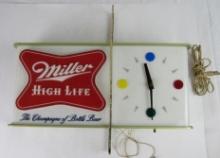 Vintage 1957 Miller High Life Beer- Mid Century Advertising Lighted Clock