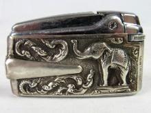 Antique Ronson Cigarette Lighter in Sterling Silver Case- Elephant Theme