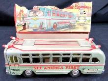 Antique Nomura Japan 8.5" Tin Friction All-State Express Bus