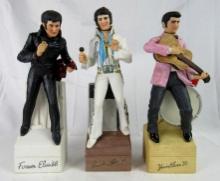 Lot (3) Vintage McCormick Whiskey Elvis Presley Musical Decanters
