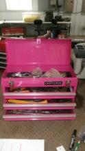 NEW FOUR DRAWER PINK CRAFTSMAN TOOL BOX w / misc, tools