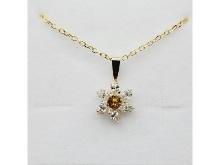 10KT Yellow Gold Natural Citrine (0.12ct) And CZ (0.30ct) Pendant