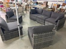 Brand New 6pc Charcoal Gray Resin Outdoor Patio Furniture Set