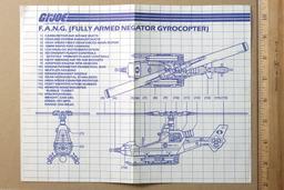 GI Joe Cobra F.A.N.G. Helicopter Vehicle Toy Vintage Hasbro Blueprints/Instructions