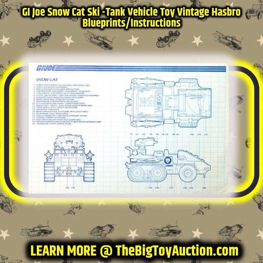 GI Joe Snow Cat Ski-Tank Vehicle Toy Vintage Hasbro Blueprints/Instructions