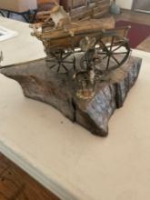 Sculpture. Wagon with Cowboy and Fire. Placard reads C Allen. 8.5"T x 17"W