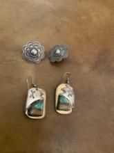 Lazaro G sterling brass earrings & Sterling flower shape earrings. 2 pairs