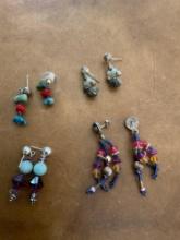 Hand crafted earrings. 4 pairs
