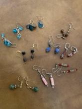 Assorted hand crafted earrings. 9 pairs
