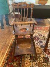Antique foldable baby high chair with wheels
