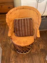 Vintage, leather Equipale barrel back chair. 37"T x 22 1/2"W