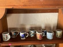 Vintage Royal Copenhagen annual collectable small mugs. 1990-1996 & unknown year one. 8 mugs total