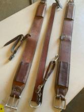 Leather horse flank cinch . 3 pieces