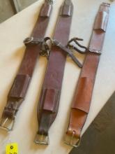 Leather horse flank cinch . 3 pieces