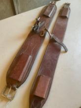 Leather horse flank cinch . 2 pieces
