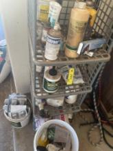Lot. Miscellaneous horse care items, buckets, shelving, etc