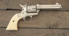 Colt SAA Revolver, .45 caliber, SN 350890, nickel finish, 4 3/4" barrel with 2-line address, two-pie