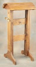 Tall custom made wooden Saddle Stand, 51 1 /2" T x 26 1/2" L x 17 1/2" W, attached brass device for