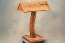 Custom wooden Saddle Stand with mesquite center post, 39" T x 17 1/2" W x 30" L. Would go well with