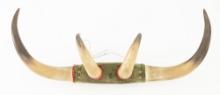 Bunkhouse Steer Horn Hat Rack with 2 pairs of matching Horns. Big horns have a 27" spread.