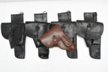 (4) French MAC Mle M1950 Black Leather Holsters - Dated 1960 & (1) Makarov Pistol Holster