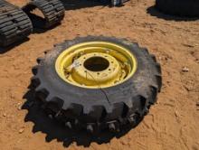 JOHN DEERE RIM WIHT NEW TRACTOR TIRE