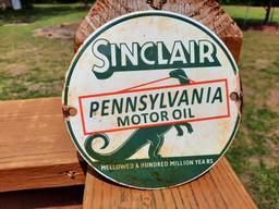 Porcelain Sinclair Pennsylvania Motor Oil Door Push Plate Gas Station Sign