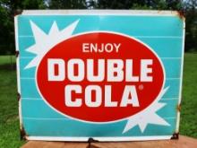 Large Heavy Porcelain Enjoy Double Cola Advertising Sign