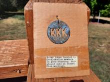 Vintage Klan Coin Member In Good Standing Brass Coin Token on Cardboard