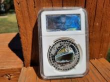 1912-2012 RMS Titanic 100 Year Anniversary Slabbed Silver Plated Commemorative Coin In Holder