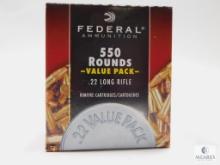 550 Rounds Federal Ammunition .22 Long Rifle 36 Grain Copper Plated Hollow Point
