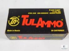 50 Rounds TulAmmo 9mm Luger 115 Grain FMJ Steel Case Non-Corrosive Berdan Primed