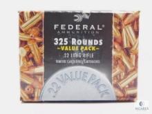 325 Rounds of Federal Ammunition 36 Grain Copper Plated Hollow Point