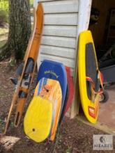 Large Lot of Skis, Boogie Boards, Skim Boards and Knee Board