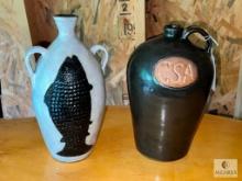 Two Handmade Pottery Jugs - Both Artist Signed and Numbered