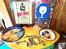 Breweriana Collector Lot - Trays, Pabst Mirror, Church Keys, Openers