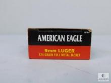 50 Rounds Federal Ammunition American Eagle 9mm Luger 124 Grain FMJ
